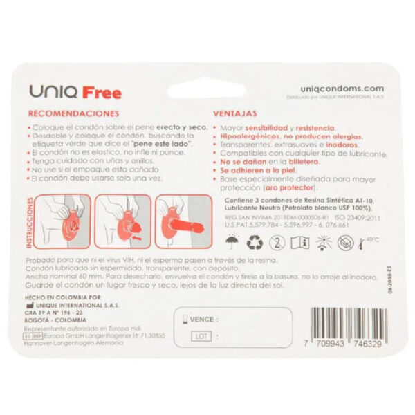 UNIQ - FREE LATEXFREIE KONDOME MIT SCHUTZRING 3 EINHEITEN – Bild 2