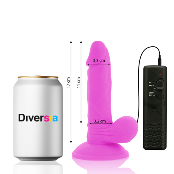 DIVERSIA - FLEXIBLER VIBRIERENDER DILDO LILA 17 CM -O- 3.3 CM – Bild 2