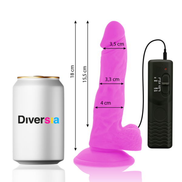 DIVERSIA - FLEXIBLER VIBRIERENDER DILDO LILA 18 CM -O- 4 CM – Bild 2