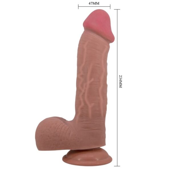 PRETTY LOVE - REALISTISCHER DILDO DER SLIDING SKIN-SERIE MIT SLIDING SKIN-SAUGNAPF BRAUN 23,4 CM – Bild 4