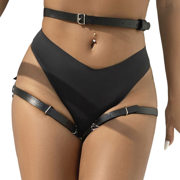 SUBBLIME - LEDER TAILLE UND BEIN HARNESS SCHWARZ EINE GRÖSSE