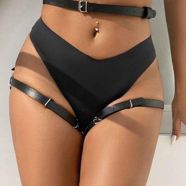 SUBBLIME - LEDER TAILLE UND BEIN HARNESS SCHWARZ EINE GRÖSSE – Bild 8