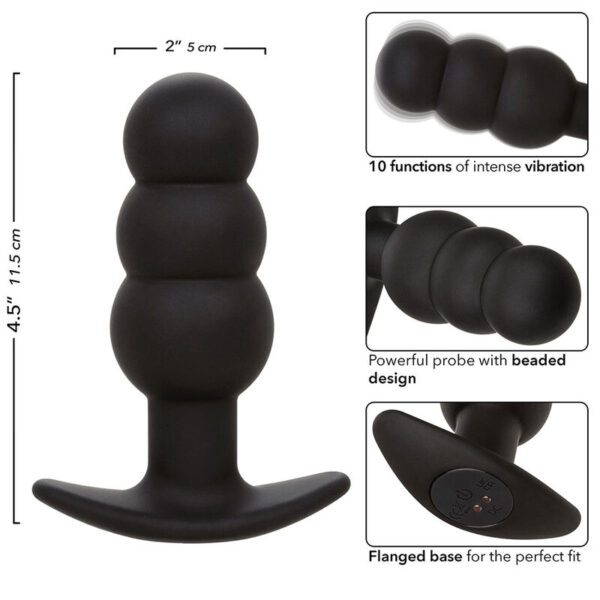 CALEXOTICS - ROCK BOTTOM ANAL PLUG MIT PERLEN 10 VIBRATIONEN SILIKON SCHWARZ – Bild 7