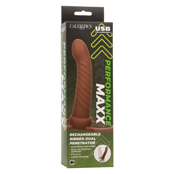 CALEXOTICS - MAXX RIBBED DUAL PENETRATOR 10 VIBRATIONEN BRAUN – Bild 11