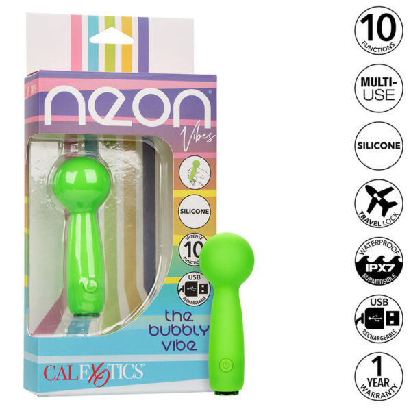 CALEXOTICS - NEON VIBES THE BUBBLY VIBE MINI-MASSAGER 10 VIBRATIONEN GRÜN