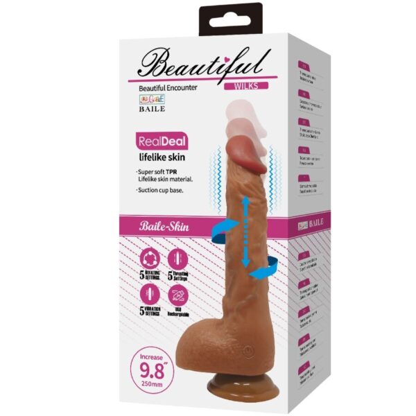 BAILE - SCHÖNER WILKS 5 EINSTELLUNGEN REALISTISCHER VIBRATOR 25 CM MULATO – Bild 6